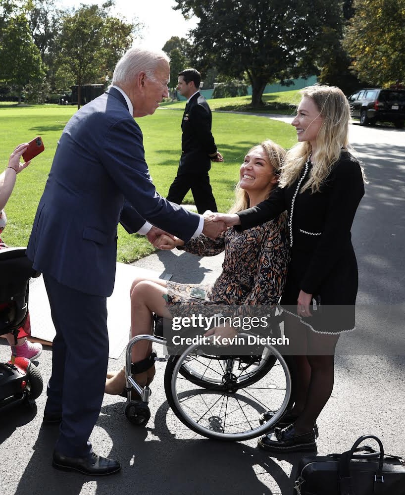 Joe Biden, Sophie Morgan and Keely shaking hands